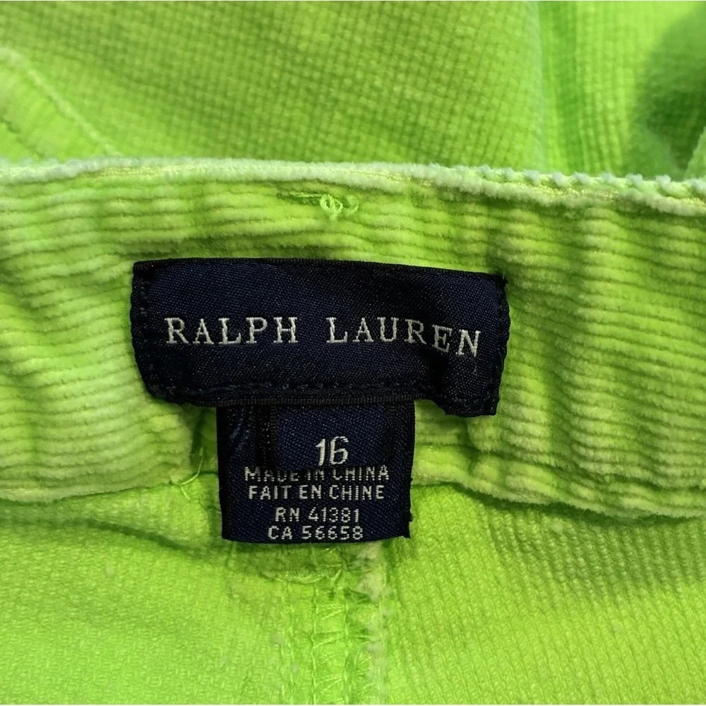 RALPH LAUREN‎ Little Girl's Neon Corduroy Skinny Jean Size 16